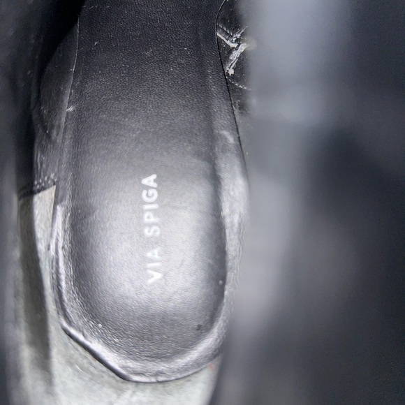 VIA SPIGA Black Leather Ankle Boots with Block Heel Round Toe - Picture 8 of 8